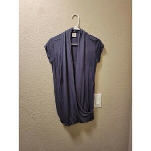Cabi Fickle Wrap Drapped cross over Top dark gray Womens size Small
